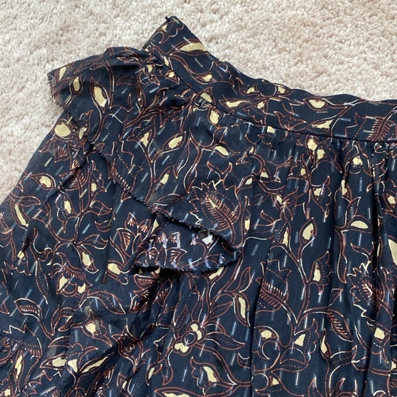 Ulla Johnson Zea Skirt in Jet Floral Vine Metallic Mini Skirt Ruffle Size 2 - Picture 7 of 14